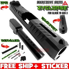 AGGRESSIVE ARMS ZYCLOPSE COMPLETE BLACK PORTED SLIDE BARREL GLOCK 19 GEN 3 RMR