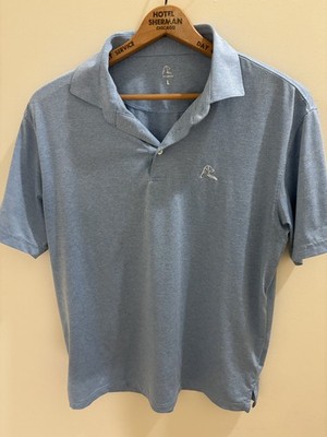Rhoback Mens Stretch Performance Golf Polo Shirt Light Blue Large Jersey Dog