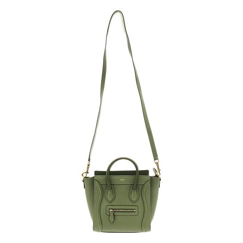 Celine Nano Luggage Handbag Khaki Leather 15LK