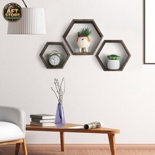 Lakefield 3 Piece Hexagon Floating Shelf - Rustic Home Decor