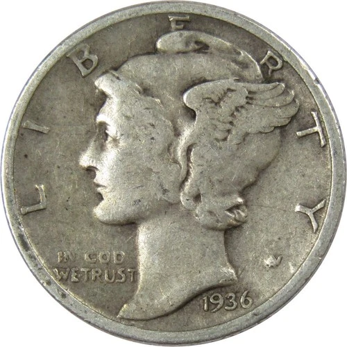 1936 S Mercury Dime VG Very Good 90% Silver 10c US Coin Collectible