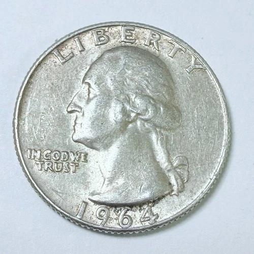 1964 D  SILVER WASHINGTON QUARTER  90% SILVER CIRCULATED COIN FREE SHIP #7584