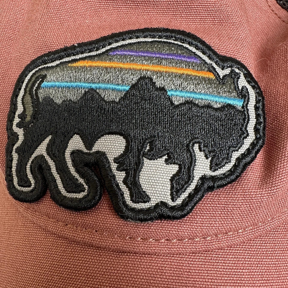 Patagonia Fitz Roy Bison Buffalo Fishing Net Mesh Snapback Trucker Hat Cap Pink - Image 4 of 4