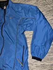 Vintage 90s Nike Windbreaker Jacket Blue Orange logo Piping Full Zip