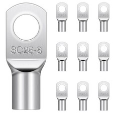 10 Pcs Heavy-Duty Tinned Copper M8 Cable Lugs 25mm² for Home & Industrial Use
