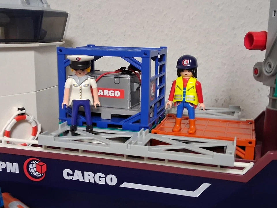 Playmobil 70769 Frachtschiff mit Zollboot Containerschiff zu City Action Hafen*K - Bild 3 von 4