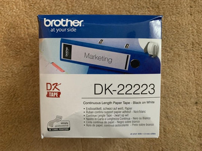 3 x Original Brother DK-22223 Papierband durchgehende Länge - schwarz auf weiß - 3er-Pack