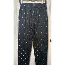 Polo Ralph Lauren Mens Pajama Pants Black White All Over Pony Logo Cotton Small