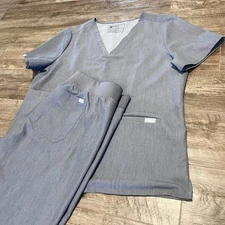 Figs Gray Scrub Set Womens XL Casma Scrub Top & Livingston Scrub Pants *READ