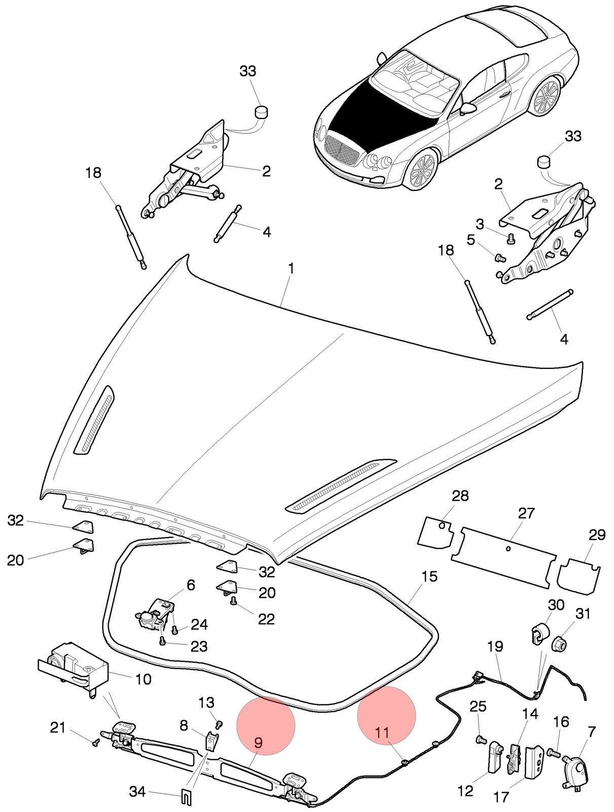 04-17 BENTLEY CONTINENTAL GT GTC FLYING SPUR HOOD BONNET LOCK LATCH OEM 