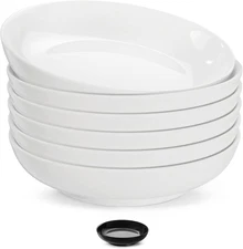 32oz Pasta & Salad Bowls Set of 6, White Ceramic Shallow Serving Bowls