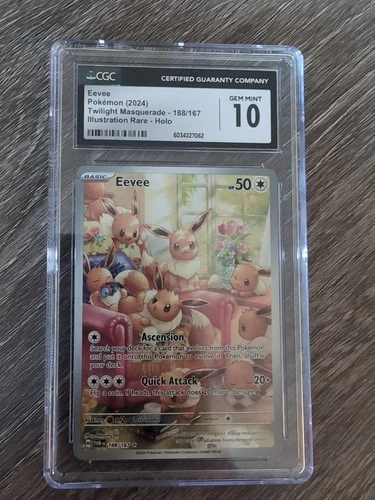 Pokémon Twilight Masquerade Eevee TCG Illustration Card #188/167 Cgc 10