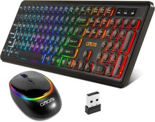 NEW Wireless Keyboard and Mouse Rechargeable LED RGB backlit, black