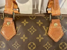 VTG LOUIS VUITTON MONOGRAM CANVAS LTHR SPEEDY 35 DR BAG SATCHEL 70S