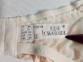 Vtg Lise Charmel 36E Bra Cream Embroidered Tangarine Rose Underwire Lace 