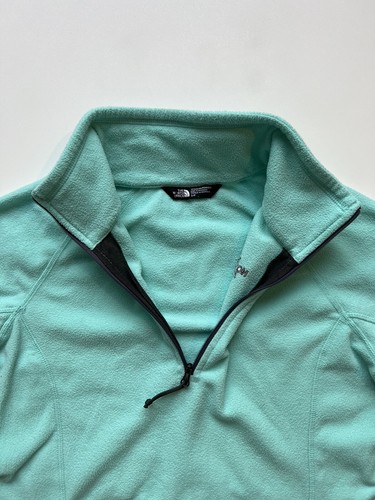 The North Face Small Women Fleece 1/4 Zip Up Turquoise Jacket Embroidered Logo - 第 5/11 張圖片