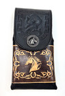 ~Phone Case w/Belt Loop Horse Head Tooled Black Leather Phone Case w/Belt Loop