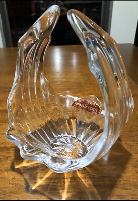 Rare Vannes Le Chatel Art Verrier France Swirling Wave Centerpiece. Elegant!