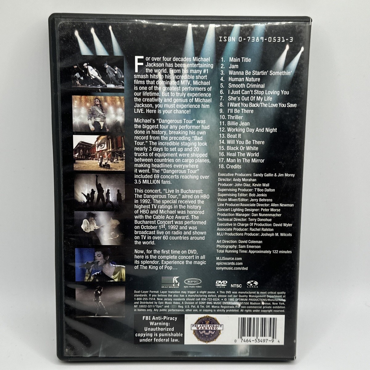 Michael Jackson Live in Bucharest: The Dangerous Tour (DVD, 1992