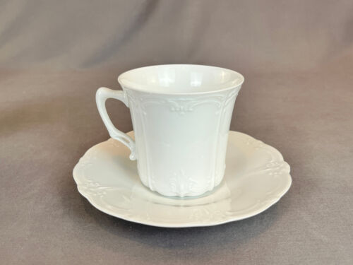 8 Tirschenreuth BARONESSE WHITE 3" Flat Cup & Saucer Sets: MINT - Picture 12 of 13