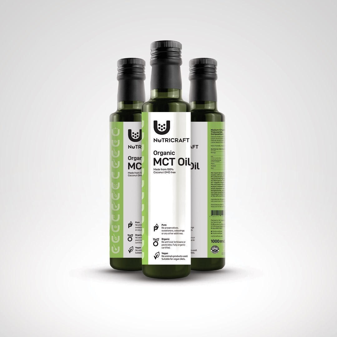 12 x 1L organic MCT OIL by NUTRICRAFT™ - C8 60%, C10 38% - keto coconuts