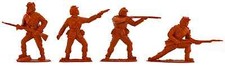 8 Timpo Recast Union Infantry - 54mm plastic toy soldiers in butternut color