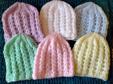 New Hand Knitted Baby Hat 0-3 Months Choice Of Any Colour Handmade In UK