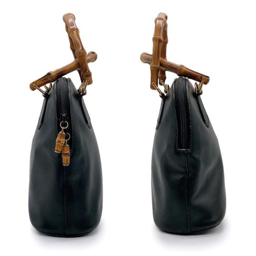 Gucci schwarze Lederhandtasche mit Bambusreißverschluss - authentische modische Damentasche b - Bild 3 von 10