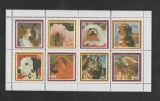 Äquatorialguinea1978 Hunde Kleinbogen Block Mi 1427-1434 postfrisch Tiere Lot