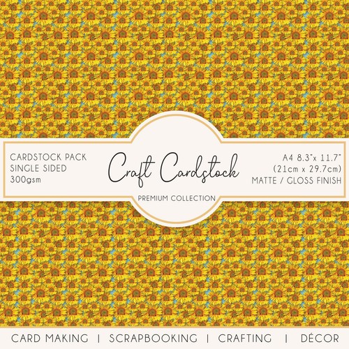 Jolie carte de scrapbooking tournesol fabrication 300 gsm Cricut A4 art & artisanat carton - Photo 1/4