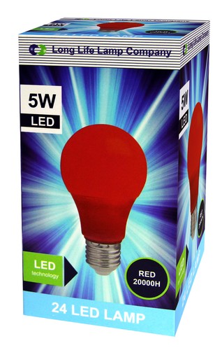 5W LED Coloured GLS A60 Light Bulb B22 or E27 RED BLUE GREEN YELLOW WHITE - Picture 18 of 46