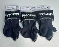 3 Pairs Feetures Men's Elite No Show Tob Socks Light cushion Size M 6-8.5 Black