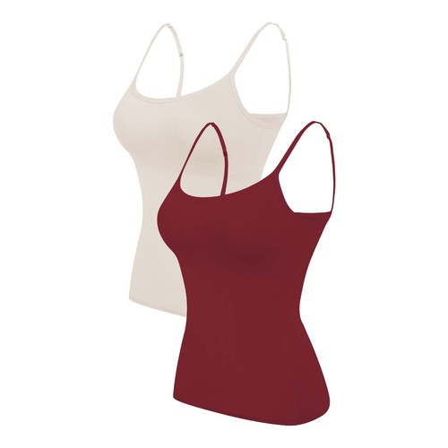 2PCS Women's Camisole with Built in Shelf Bra Adjustable Strap Vest Comfort Tops - Picture 24 of 99