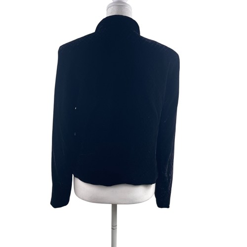 VTG 80s 90s Talbots Black Velvet Cropped Blazer Sz 8 Whimsigoth Office Siren USA - Picture 4 of 8