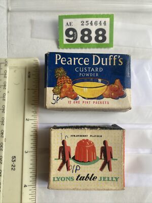 AE988 Vintage Kiddicraft Mini Lyons Jelly & Pearce Duff's Kartons Spielzeug Lebensmittelgeschäft