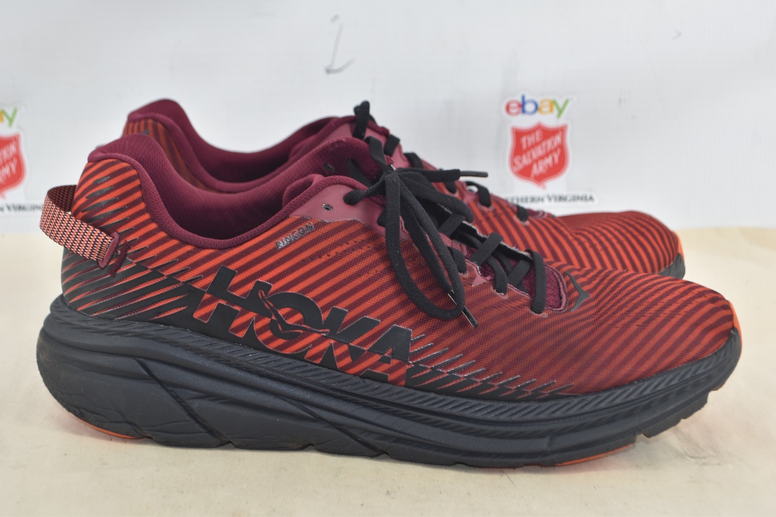 Hoka One One Rincon 2 Men's Running Shoe Burgundy/Orange/Black Size 13