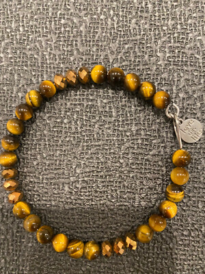 *RARE* AMAZINGLY GORGEOUS VINTAGE TIGER'S EYE GEMSTONE BRACELET 2.5'' INSIDE!!