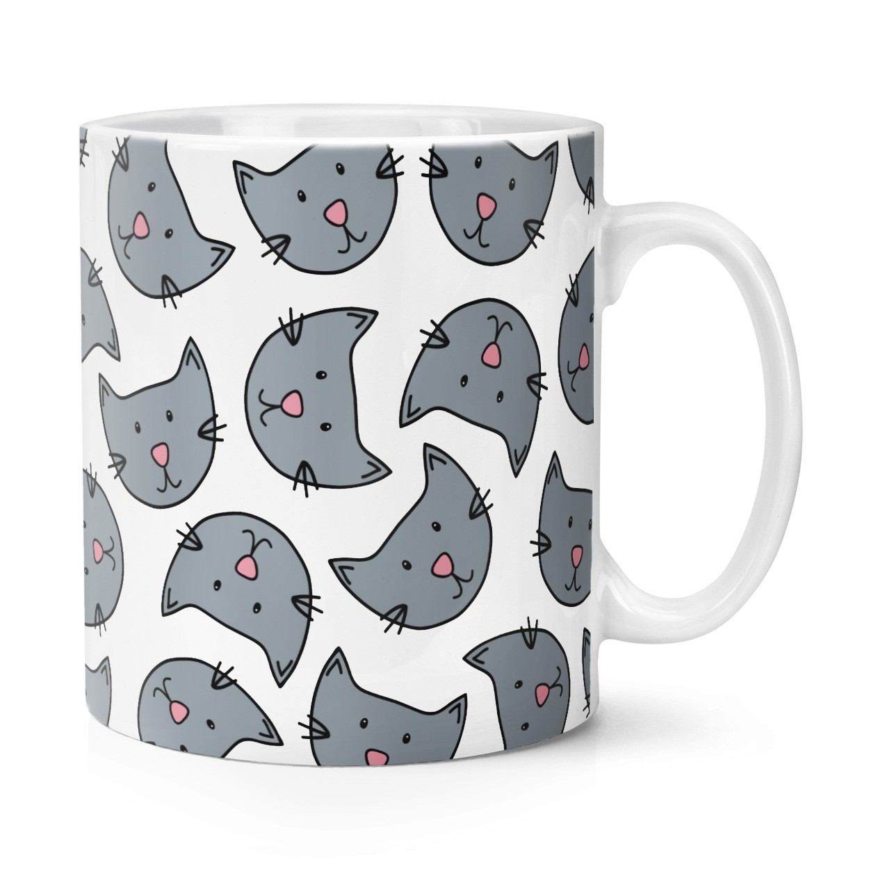 Luna Cat Pattern 10oz Mug Cup - Funny Crazy Cat Lady Kitten