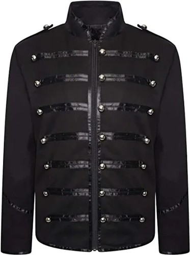 Steampunk Uomo Abbigliamento Gotico Giacche Militari Medievale Vintage Giacca Stand - Foto 12 di 26