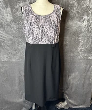 Shelby & Palmer Dress Womens Size 14 Pink Black Sheath Sleeveless Party Cocktail