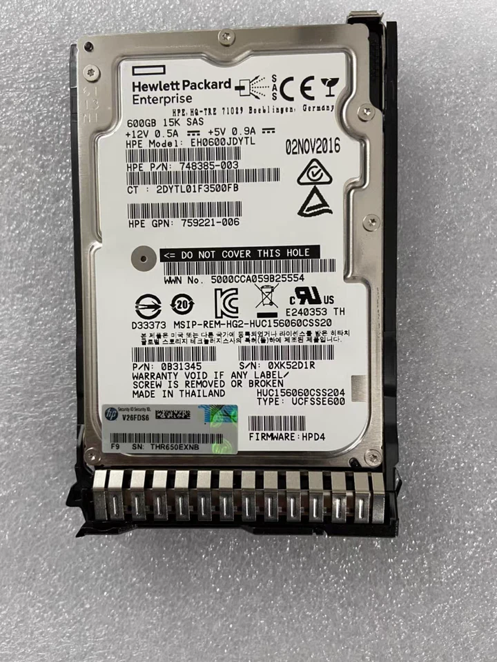 HPE 759212-B21 759548-001 600GB 12G SAS 15K RPM 2.5" ENT SC Hard Disk Drive - Image 2 of 4