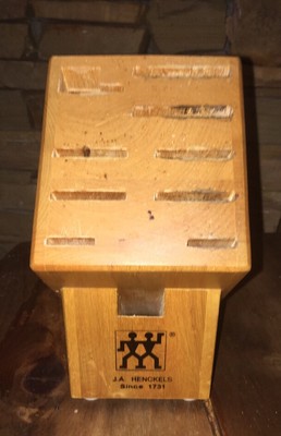 ZWILLING J.A.HENCKELS 9 Slot Knife Storage Block Birch Wood w/Scissors Hole