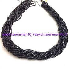 Wholesale 10 Strands Faceted 3mm Black Spinel Round Gemstone Loose Beads 15 in