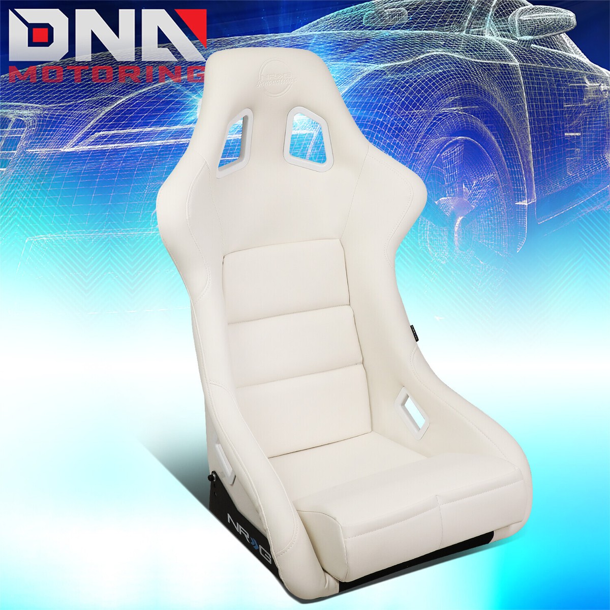 NRG Innovations Fiberglass Fixed Back White Vinyl Bucket Racing