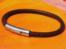 Herren / Damen 5mm Braunes Geflochtenes Leder & Edelstahl Armband -