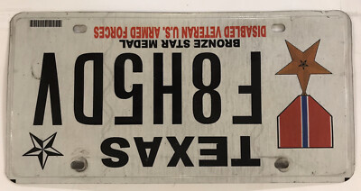 TX BRONZE STAR MEDAL license plate Military Veteran Vet WW2