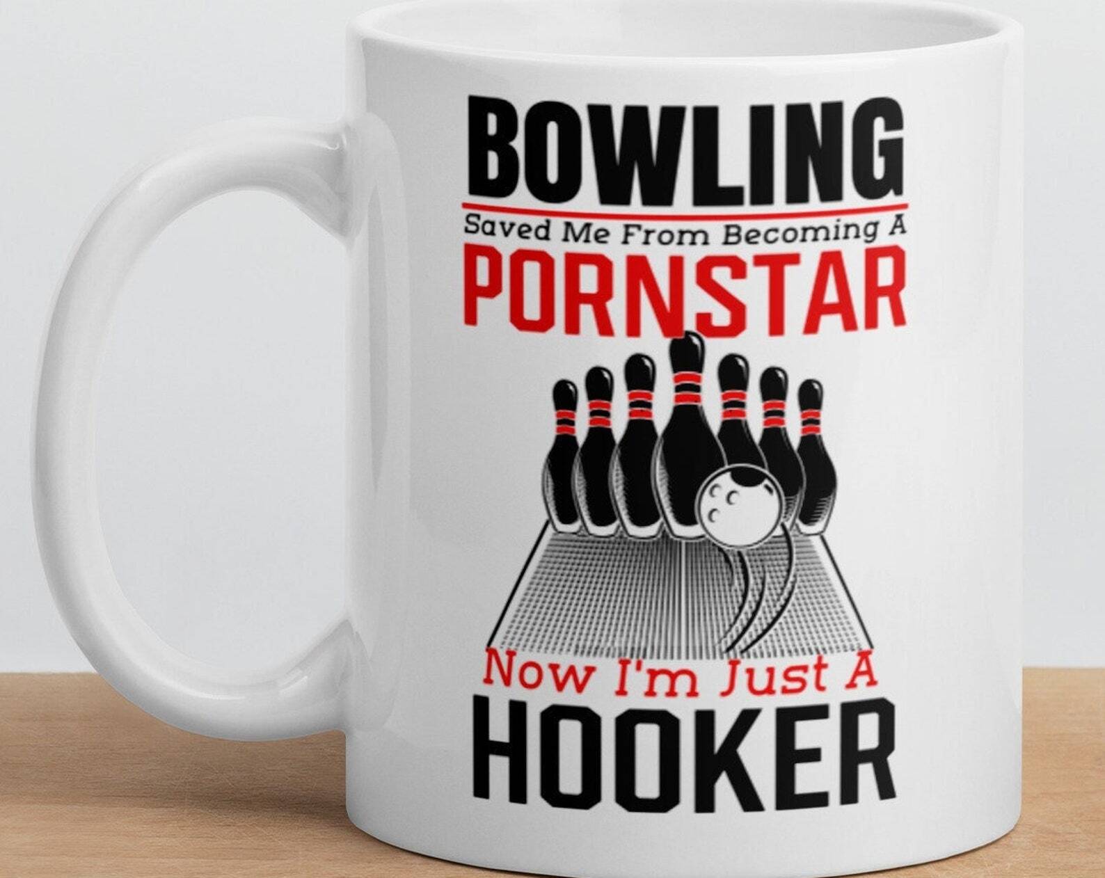 Funny Bowling Tenpin White Glossy Coffee Tea Cup Mug
