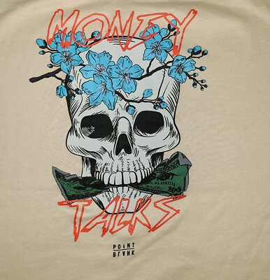 POINT BLANK NEW w/Tag MONEY TALKS Tee T-SHIRT mens M med ScarybSKULL Halloween