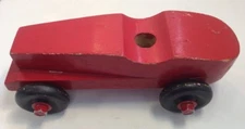 Primative Wood Folk Art Toy Hand Crafted Red Car Hand Painted
