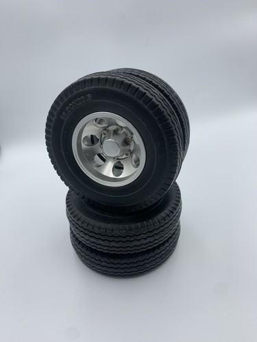 RC Trailer Tires 2PCS Wheels Wear Resistant Non Slip Climber Aluminum amiya 1/14 - Picture 8 of 17